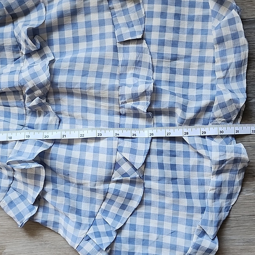 Blue Gingham Mini Dress - Picture 4 of 12